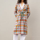 PLAID COAT, MULTICOLOR WOOL