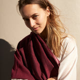 TASSEL SCARF, PURPLE/NEON WOOL