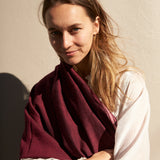 TASSEL SCARF, PURPLE/NEON WOOL
