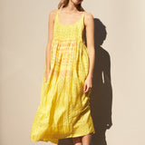TULIP SILK SLIP DRESS, TIE&DYE YELLOW