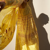 TULIP SILK SLIP DRESS, TIE&DYE YELLOW