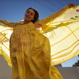 TULIP SILK SLIP DRESS, TIE&DYE YELLOW