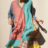 PLAID KAFTAN, MULTICOLOR WOOL