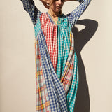PLAID KAFTAN, MULTICOLOR WOOL