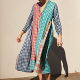 PLAID KAFTAN, MULTICOLOR WOOL