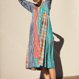 PLAID KAFTAN, MULTICOLOR WOOL