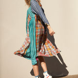 PLAID KAFTAN, MULTICOLOR WOOL