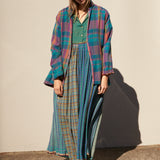 REVERSIBLE CHECKERED PLEAT JACKET, MULTICOLOR CHECKS/PEACH