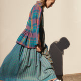 REVERSIBLE CHECKERED PLEAT JACKET, MULTICOLOR CHECKS/PEACH