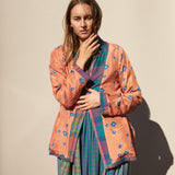 REVERSIBLE CHECKERED PLEAT JACKET, MULTICOLOR CHECKS/PEACH