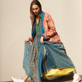 REVERSIBLE CHECKERED PLEAT JACKET, MULTICOLOR CHECKS/PEACH