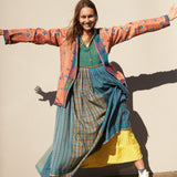 REVERSIBLE CHECKERED PLEAT JACKET, MULTICOLOR CHECKS/PEACH