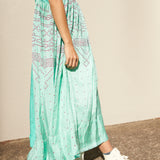 TULIP SILK SLIP DRESS, TIE&DYE TURQUOISE