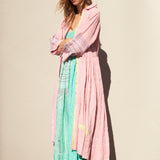 TULIP SILK SLIP DRESS, TIE&DYE TURQUOISE