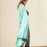 SKY SHIRT SILK DRESS, AQUA