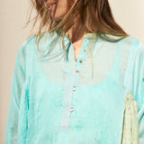 SKY SHIRT SILK DRESS, AQUA