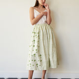 MEADOW A LINE  SKIRT, TIE DYE EMERALD//IVORY