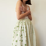 MEADOW A LINE  SKIRT, TIE DYE EMERALD//IVORY