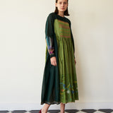 IMARA BABYDOLL DRESS, GREEN EMBROIDERY TIE & DYE
