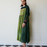 IMARA BABYDOLL DRESS, GREEN EMBROIDERY TIE & DYE