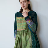 IMARA BABYDOLL DRESS, GREEN EMBROIDERY TIE & DYE