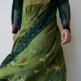 IMARA BABYDOLL DRESS, GREEN EMBROIDERY TIE & DYE