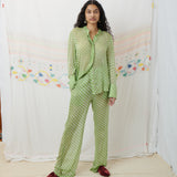 CHIMNABI SET, GREEN SILK GEORGETTE
