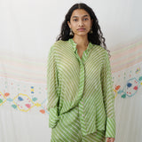 CHIMNABI SET, GREEN SILK GEORGETTE