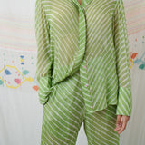 CHIMNABI SET, GREEN SILK GEORGETTE
