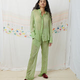 CHIMNABI SET, GREEN SILK GEORGETTE