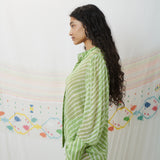 CHIMNABI SET, GREEN SILK GEORGETTE
