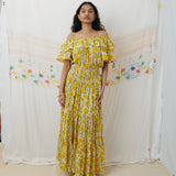 LUNI MAXI DRESS, FLORAL MUL MUL