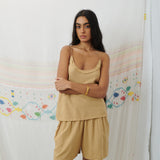 SUNDOWNER CAMI, TAN SILK