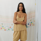 MAHILA CAMI, TAN COTTON LINEN
