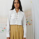 SWATANTRA CROPPED SHIRT, WHITE COTTON POPLIN