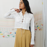 SWATANTRA CROPPED SHIRT, WHITE COTTON POPLIN
