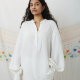 KURTA SHIRT, WHITE COTTON LINEN