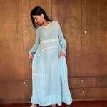 MUSLIN DRESS, BLUE CHIKANKARI - SAAKI