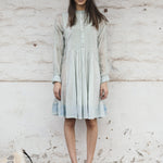 RUFFLED SHIRT DRESS, LIME GREEN - SAAKI