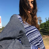 STRIPED LINEN SUMMER DRESS, BLUE - SAAKI
