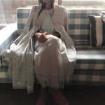 PLEATED COAT DRESS, WHITE // GREY STRIPE - SAAKI
