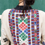 VINTAGE EMBROIDERY BOMBER JACKET, NUDE SILK - SAAKI