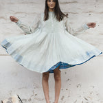 RUFFLED SHIRT DRESS, LIME GREEN - SAAKI