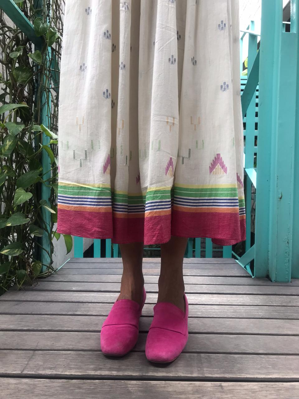 COLOR BLOCK DRESS SLEEVELESS, WHITE - SAAKI