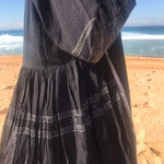 COTTON BUTTON-UP CAFTAN, BLACK - SAAKI