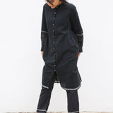KHADI TROUSERS, BLACK HANDWOVEN - SAAKI