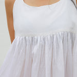 PLEATED SILK CHEMISE DRESS, WHITE SHEER - SAAKI