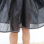 CHANDERI SILK A-LINE DRESS, BLACK HANDWOVEN - SAAKI