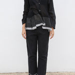 STRIPE GATHERED SHIRT, BLACK SHEER - SAAKI