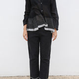 STRIPE GATHERED SHIRT, BLACK SHEER - SAAKI